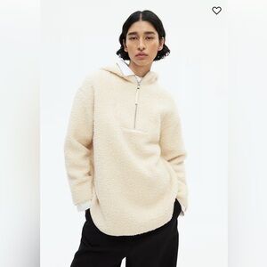 H&M cream faux shearing Hoodie